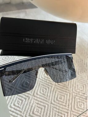 Dior Men's Shield Sunglasses Gray Logo Lens with Silver Accents (unisex)
